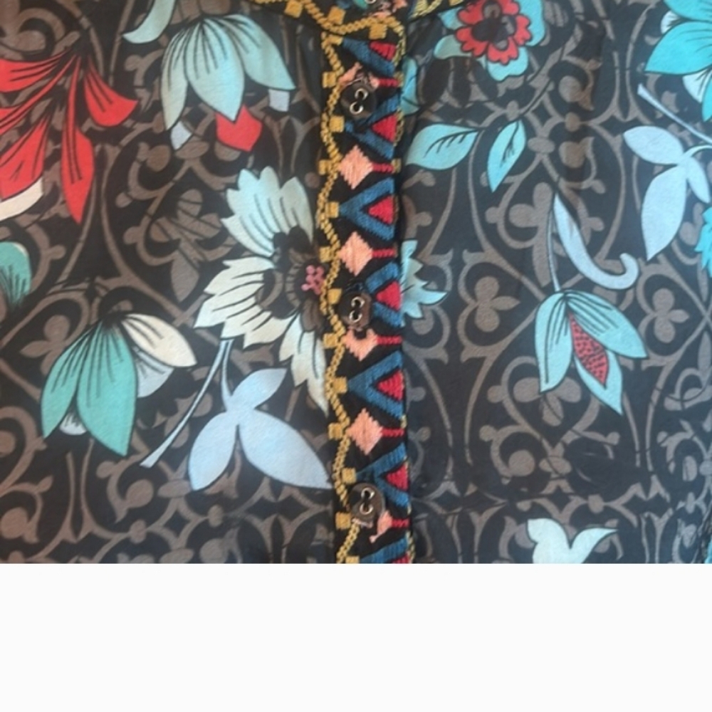 Johnny Was Black Floral Tunic - Picture 5 of 9
